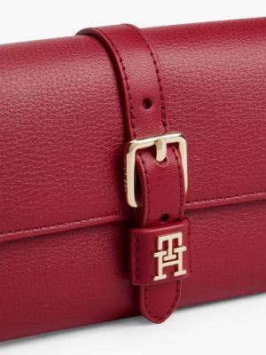 Женский кошелёк Tommy Hilfiger Buckle Monogram Chain Strap Wallet, цвет: Красный — фото 3