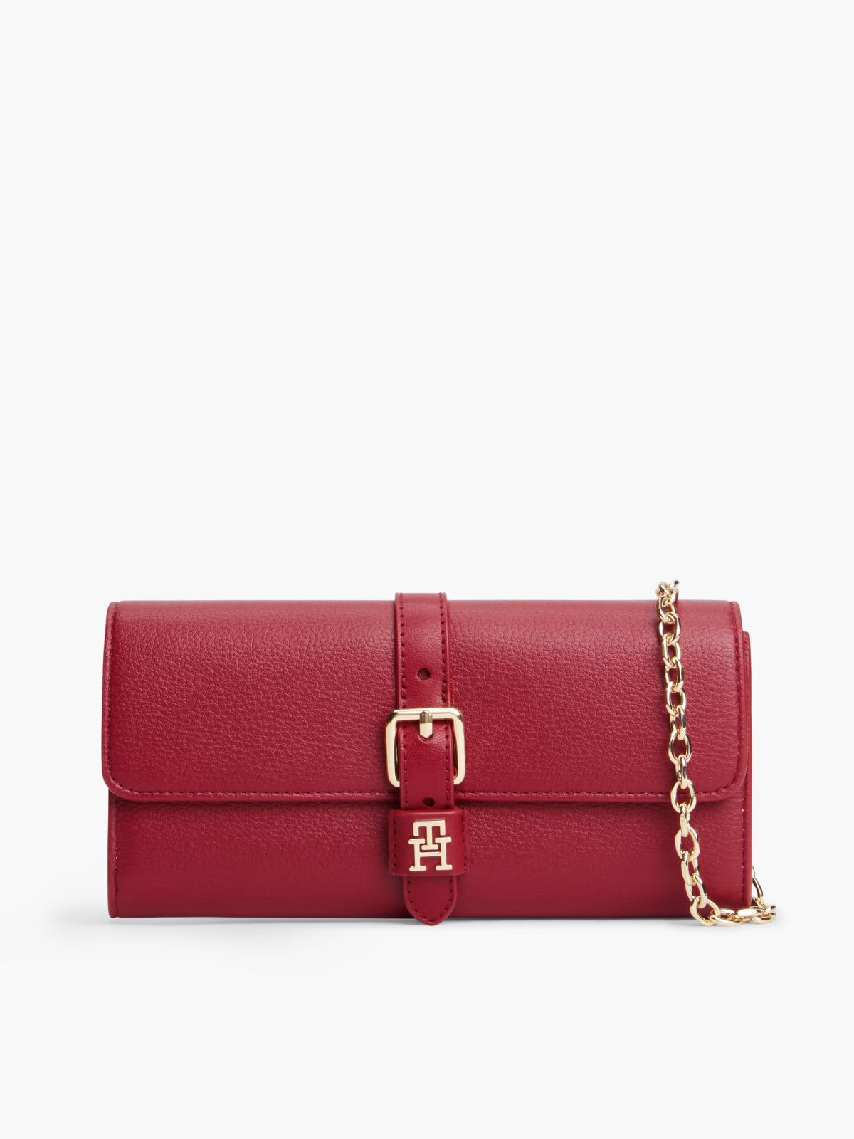 Buckle Monogram Chain Strap Wallet — Autumn Red