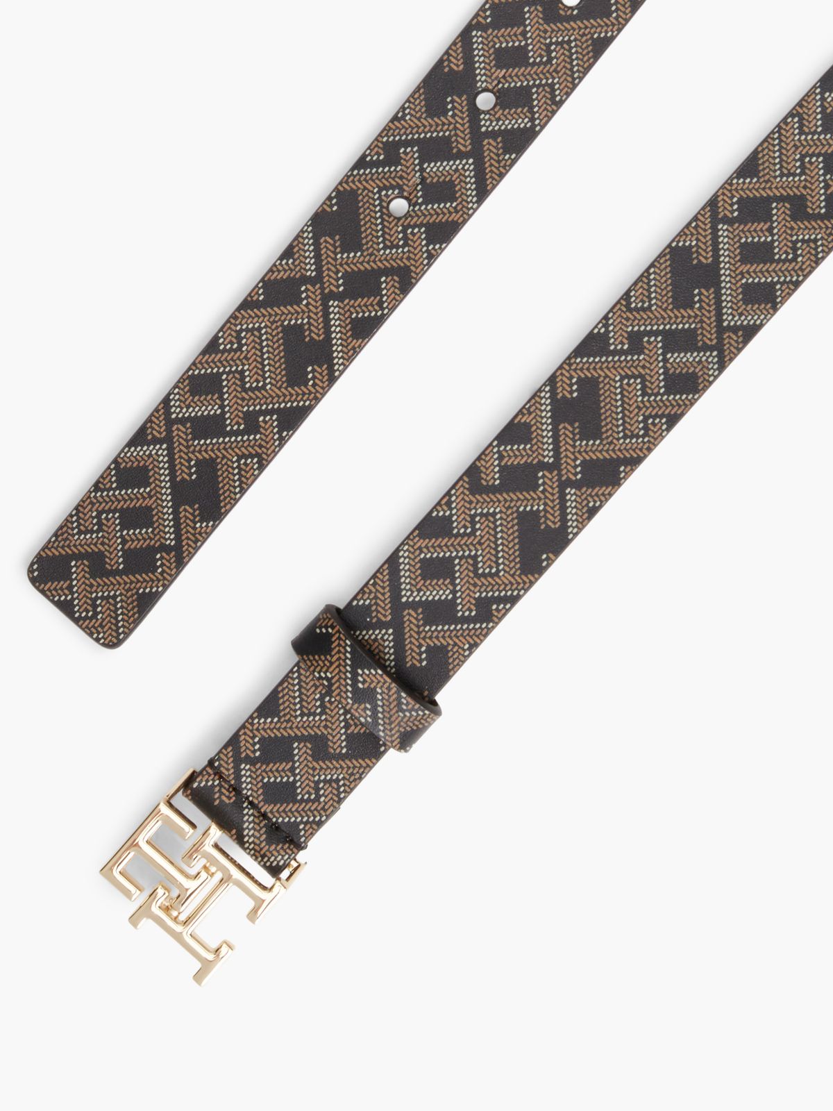 Allover Monogram Leather Belt — Black