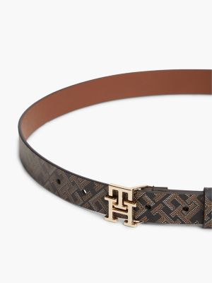 Женский ремень Tommy Hilfiger Allover Monogram Leather Belt, цвет: Чёрный — фото 3