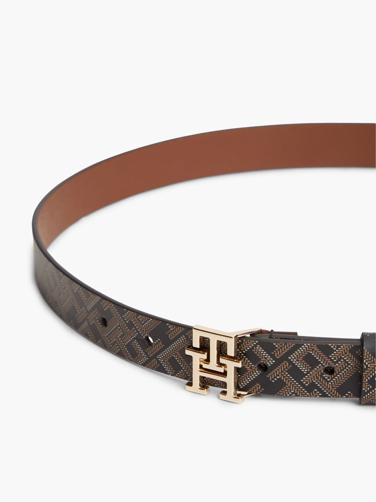 Allover Monogram Leather Belt — Black