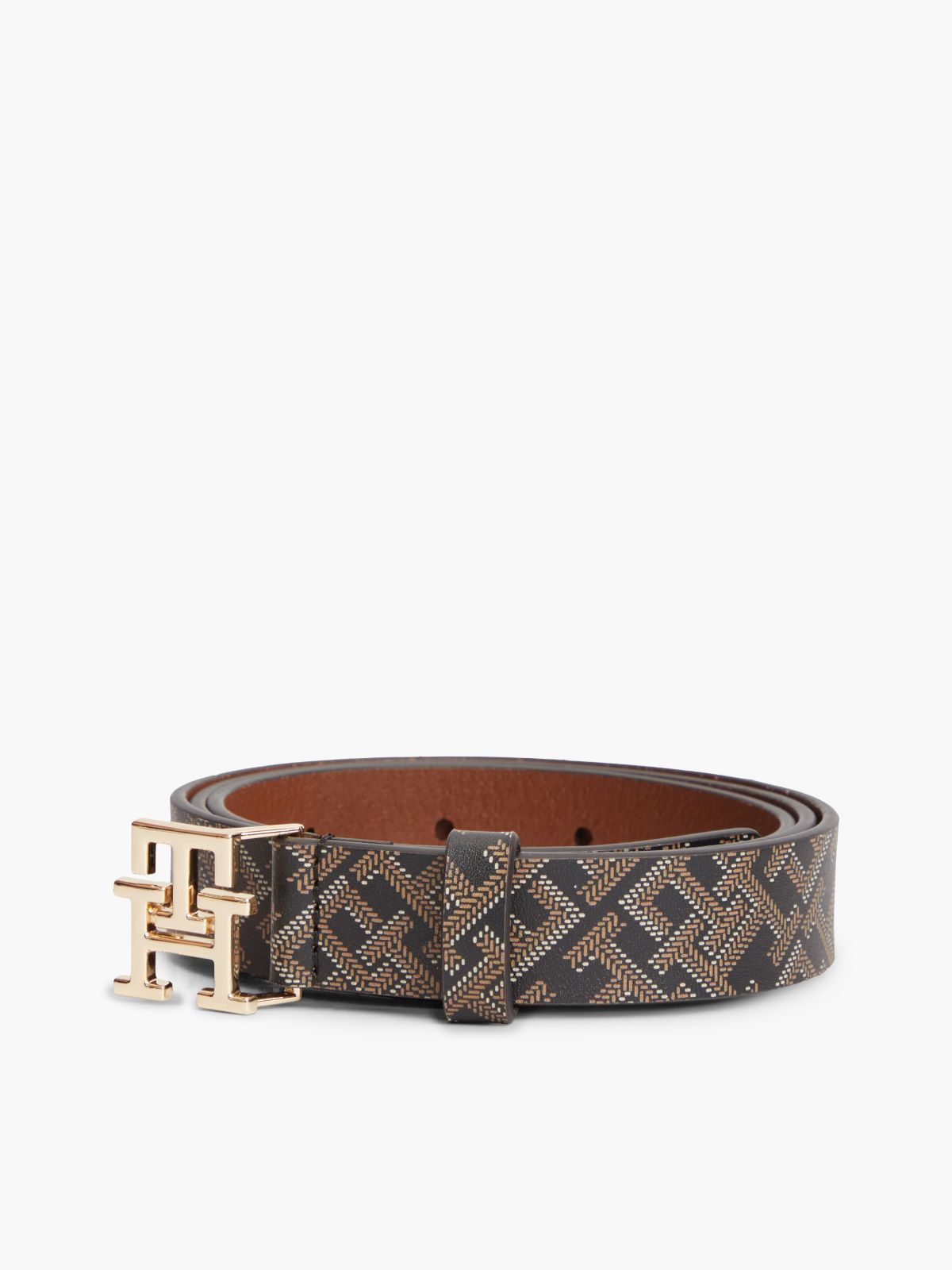 Allover Monogram Leather Belt — Black