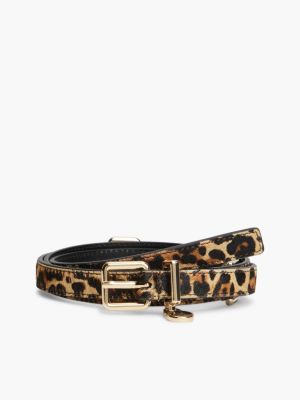 Leopard Print Calf Hair Belt, Cheetah
