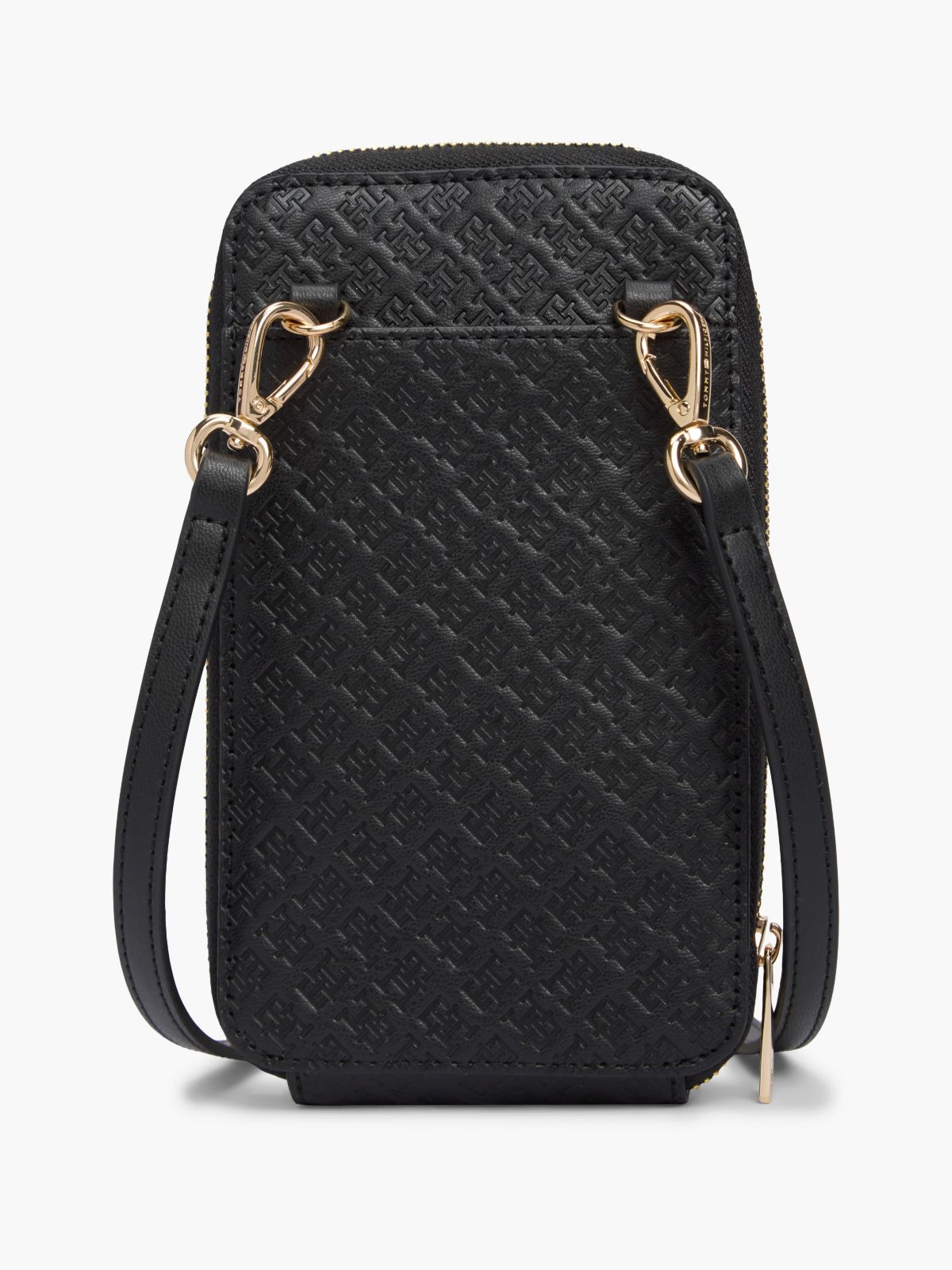 Allover Monogram Debossed Phone Wallet — Black