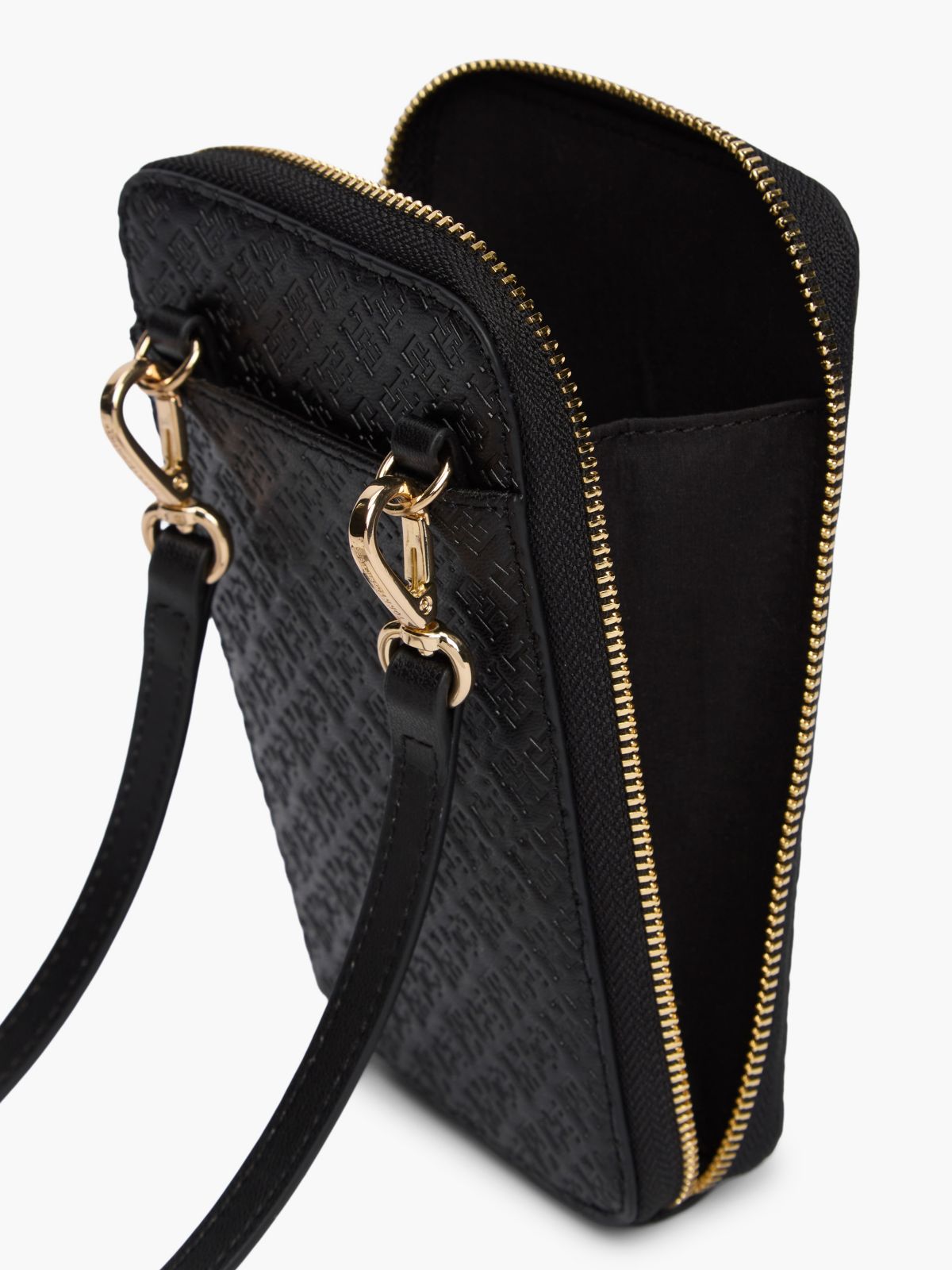 Allover Monogram Debossed Phone Wallet — Black