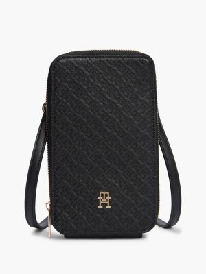 Allover Monogram Debossed Phone Wallet, Black