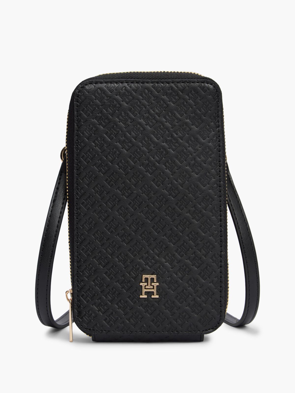 Allover Monogram Debossed Phone Wallet — Black