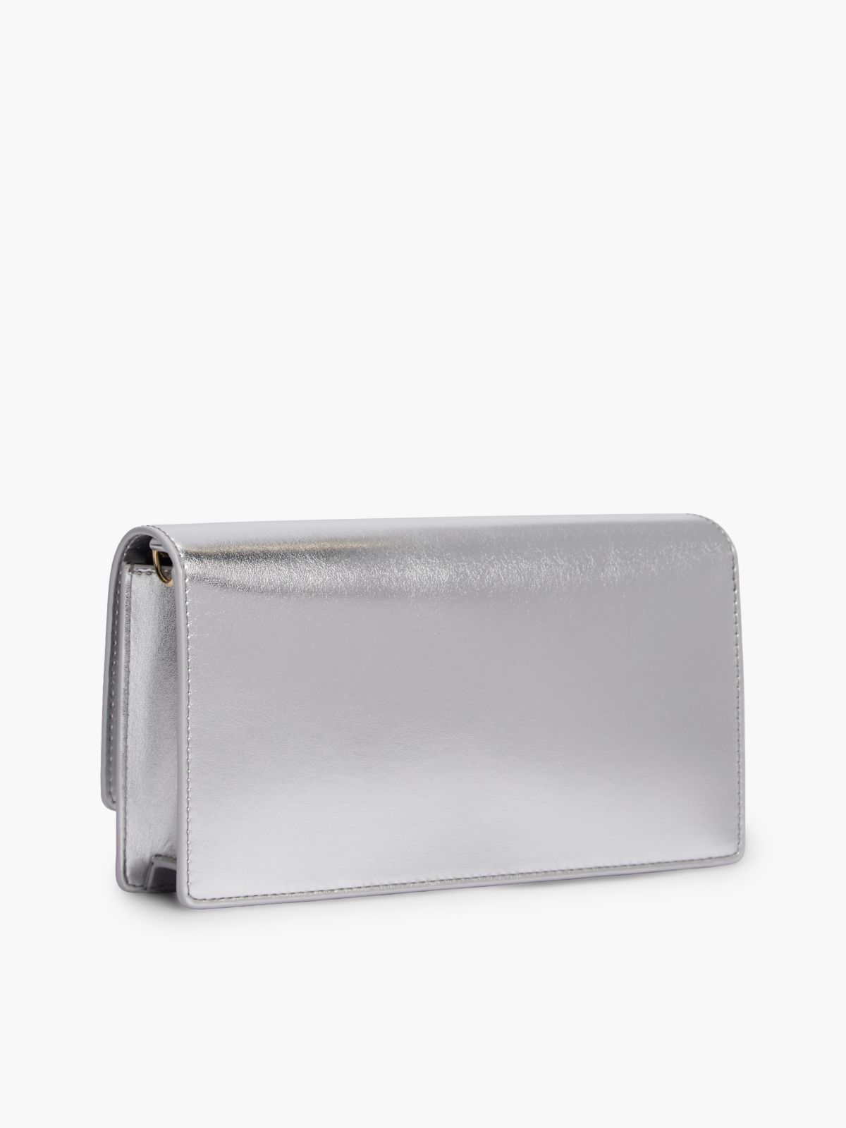Metallic Chain Strap Wallet — Silver