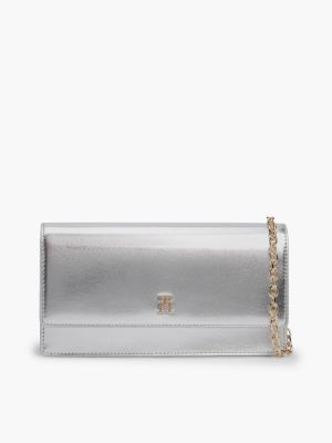 Metallic Chain Strap Wallet, Silver