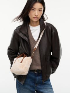 Monogram Faux Fur Micro Tote Bag — Beige 2