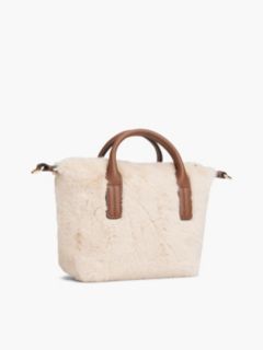 Monogram Faux Fur Micro Tote Bag — Beige 3