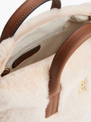 Женская сумка Tommy Hilfiger Monogram Faux Fur Micro, цвет: Бежевый — фото 5