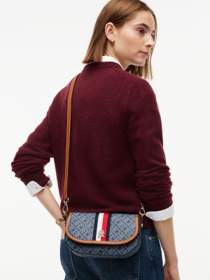 Женская сумка Tommy Hilfiger Signature Stripe Monogram Saddle, цвет: Космический синий — фото 2