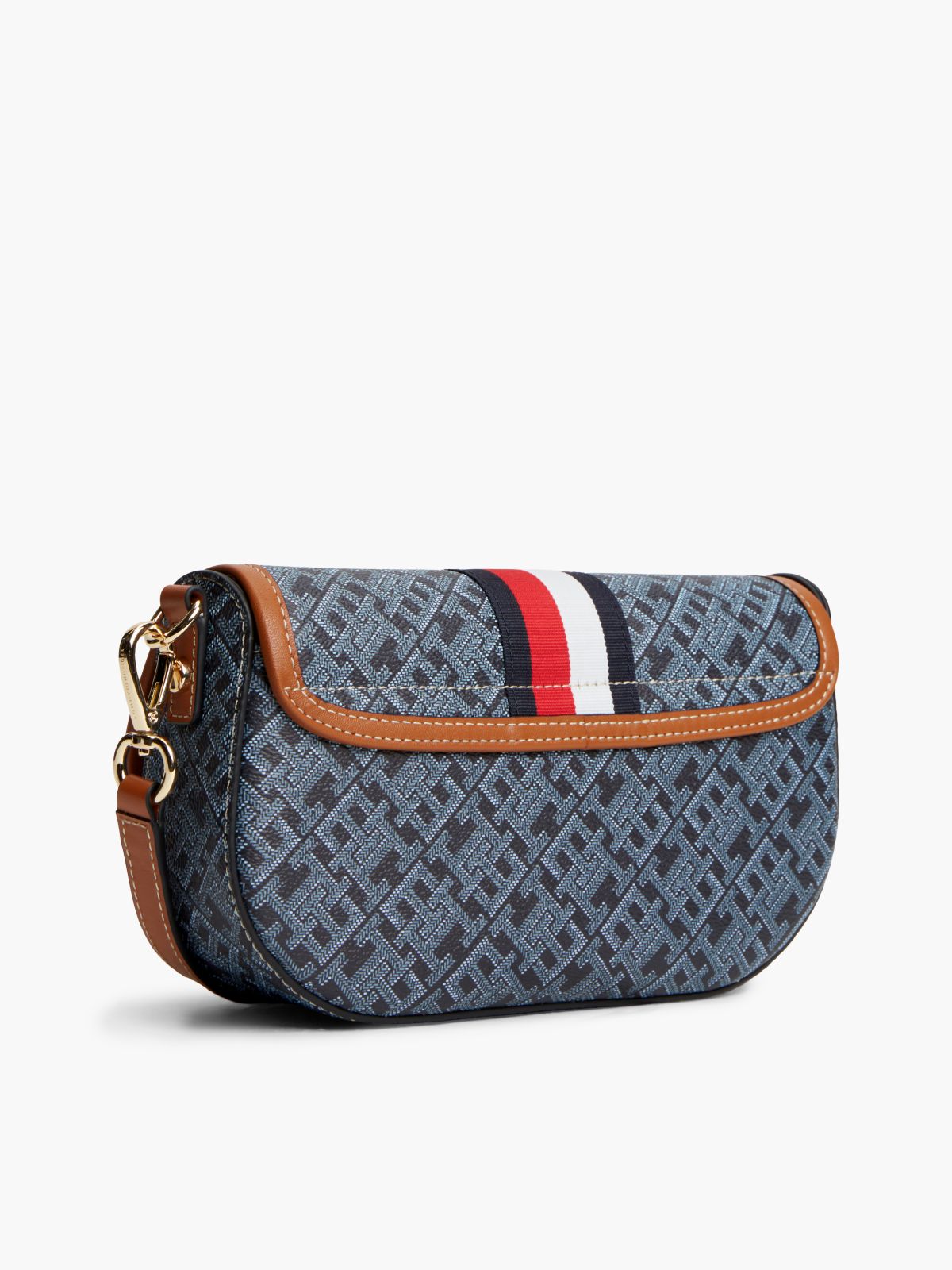 Signature Stripe Monogram Saddle Bag — Space Blue