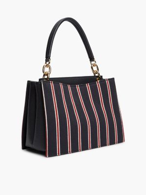 Женская сумка Tommy Hilfiger Varsity Stripe Medium Satchel, цвет: Космический синий — фото 3