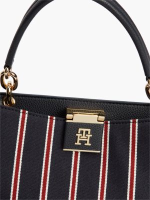 Женская сумка Tommy Hilfiger Varsity Stripe Medium Satchel, цвет: Космический синий — фото 5