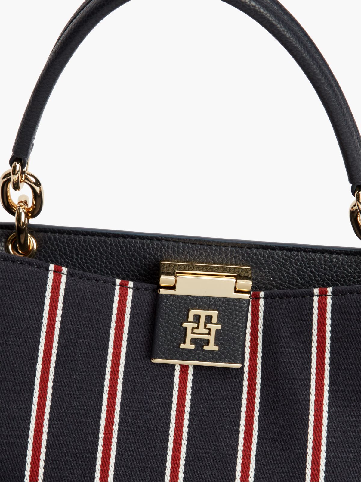 Varsity Stripe Medium Satchel Bag — Space Blue