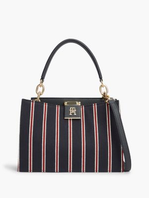 Varsity Stripe Medium Satchel Bag, Space Blue