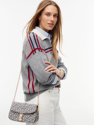 Женская сумка Tommy Hilfiger Jacquard Monogram Turnlock Crossbody, цвет: Космический синий — фото 2
