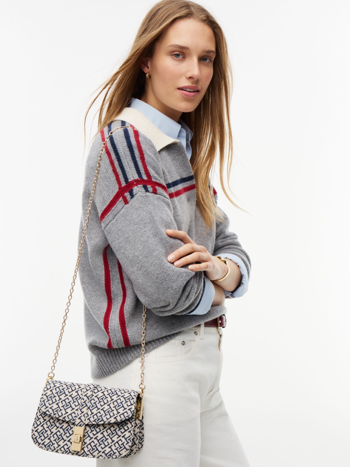 Jacquard Monogram Turnlock Crossbody — Space Blue