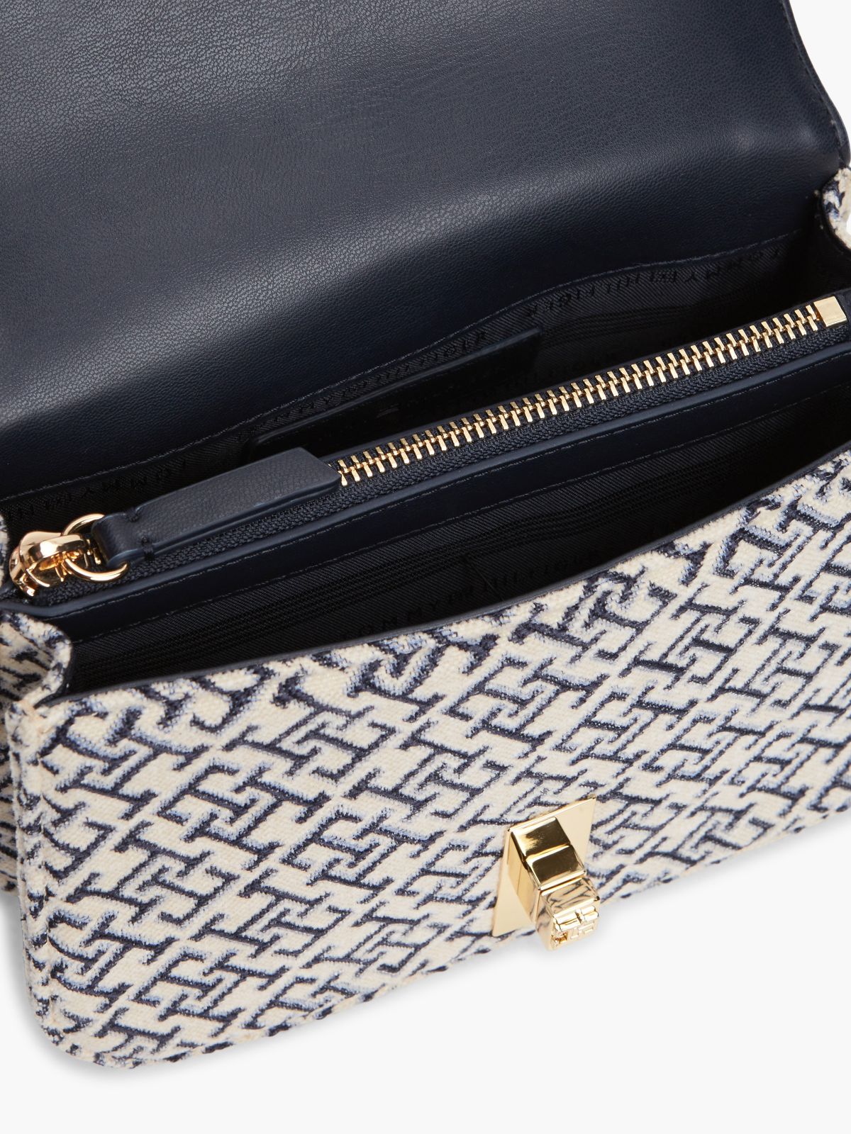 Jacquard Monogram Turnlock Crossbody — Space Blue
