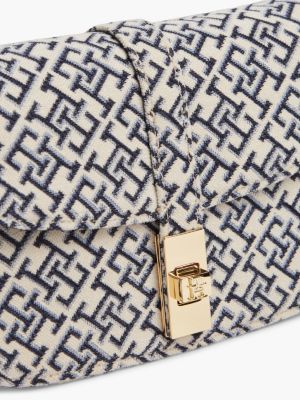Женская сумка Tommy Hilfiger Jacquard Monogram Turnlock Crossbody, цвет: Космический синий — фото 5
