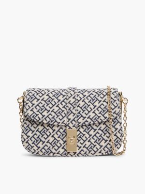 Jacquard Monogram Turnlock Crossbody, Space Blue