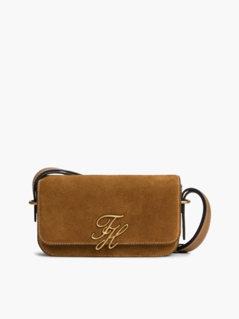 Tommy Hilfiger Script Monogram Suede Crossbody Bag