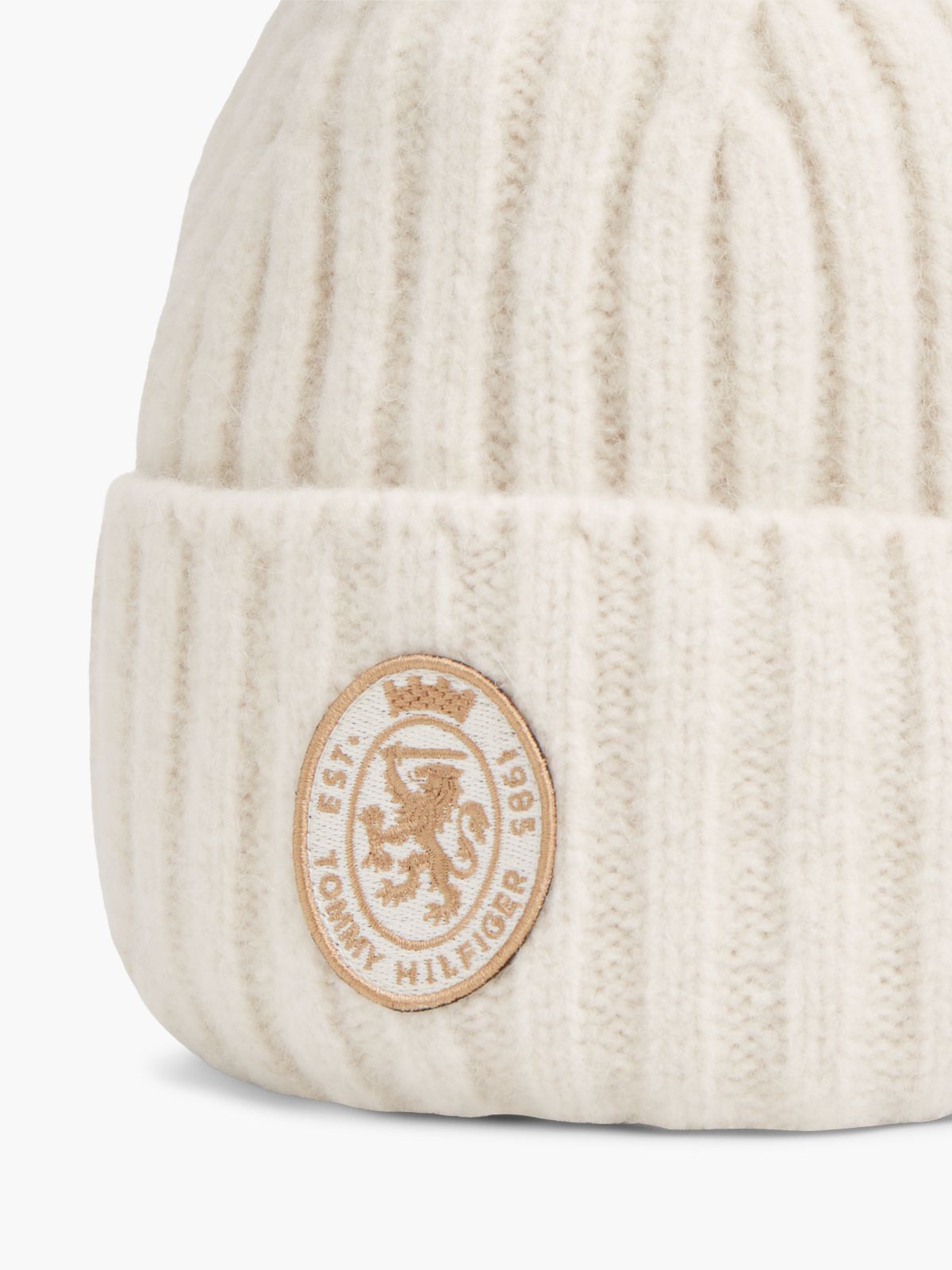 Crest Logo Patch Pom Beanie — Sugarcane