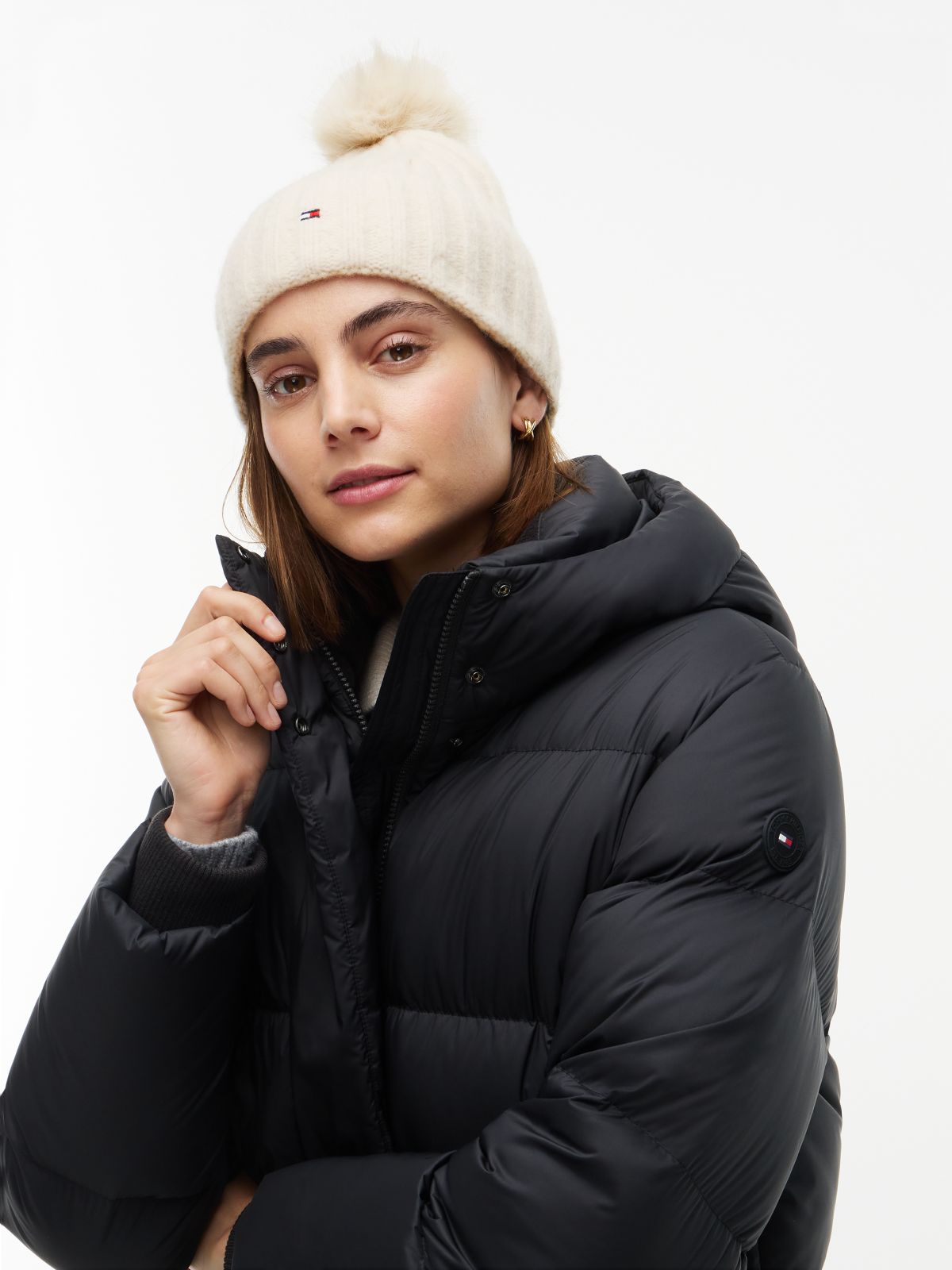 Crest Logo Patch Pom Beanie — Sugarcane