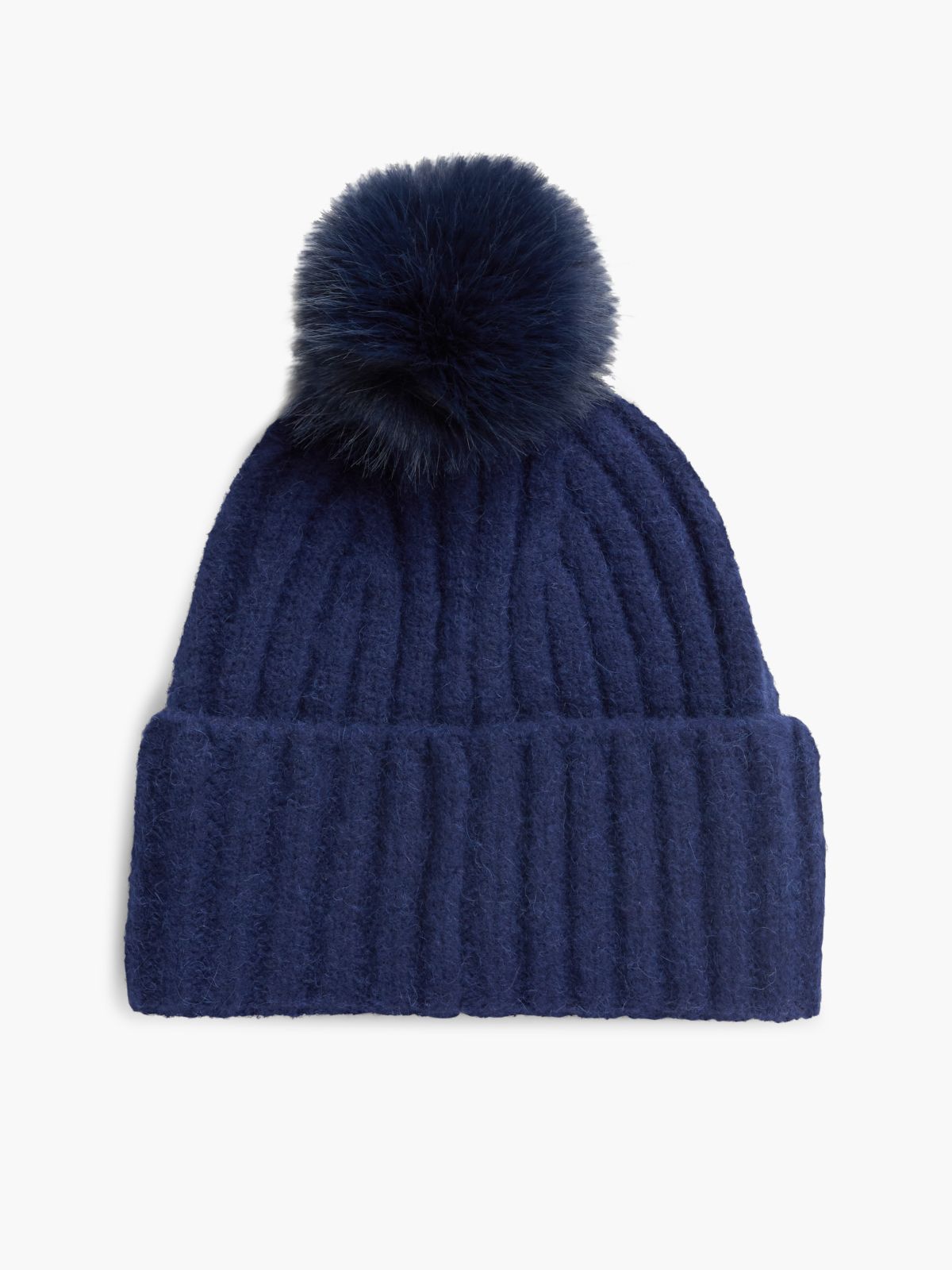 Crest Logo Patch Pom Beanie — Space Blue
