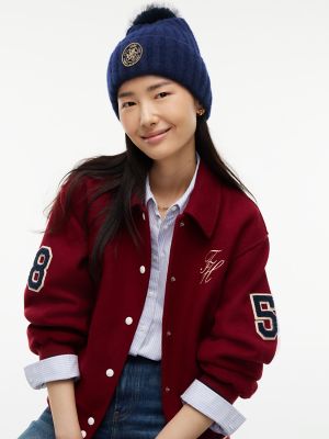 Женская шапка Tommy Hilfiger Crest Logo Patch Pom Beanie, цвет: Космический синий — фото 4