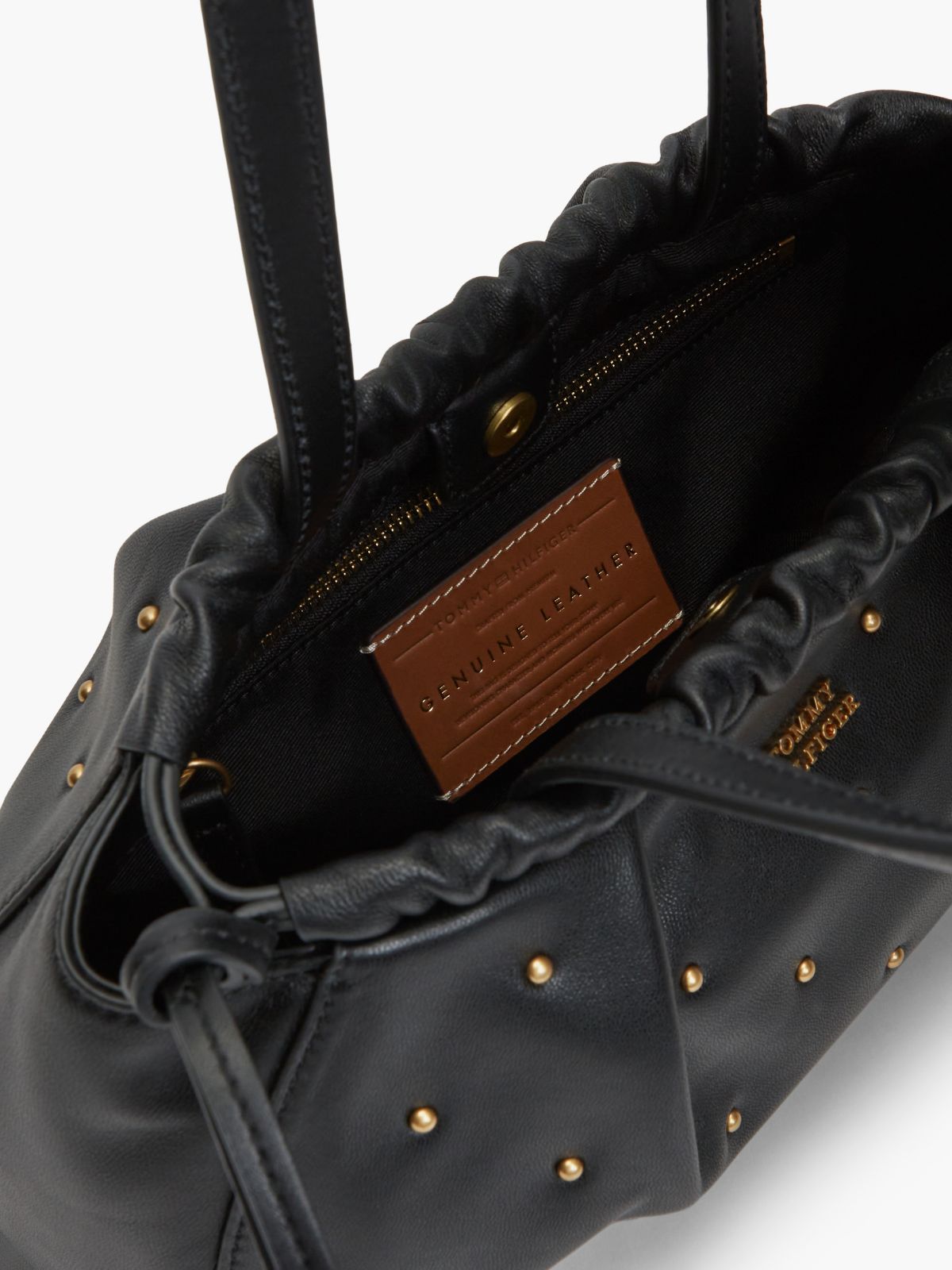 Studded Leather Shoulder Bag — Black