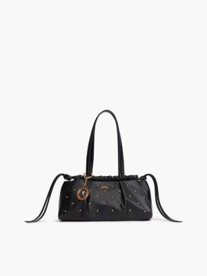 Studded Leather Shoulder Bag, Black