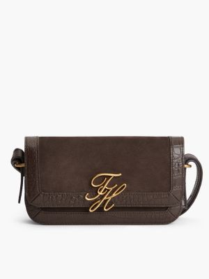Monogram Suede & Leather Crossbody Bag, Fondant Brown