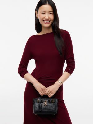 Женская сумка Tommy Hilfiger Croc-Embossed Leather Micro, цвет: Чёрный — фото 2