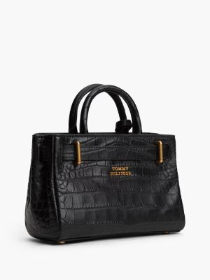 Женская сумка Tommy Hilfiger Croc-Embossed Leather Micro, цвет: Чёрный — фото 3