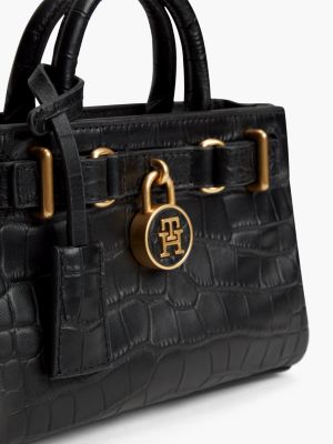 Женская сумка Tommy Hilfiger Croc-Embossed Leather Micro, цвет: Чёрный — фото 4