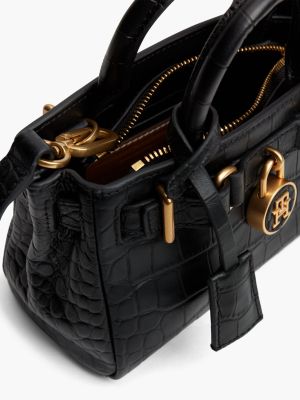 Женская сумка Tommy Hilfiger Croc-Embossed Leather Micro, цвет: Чёрный — фото 5