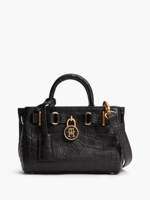 Женская сумка Tommy Hilfiger Croc-Embossed Leather Micro, цвет: Чёрный