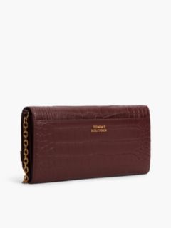 Croc-Embossed Leather Crossbody — Oxblood 3
