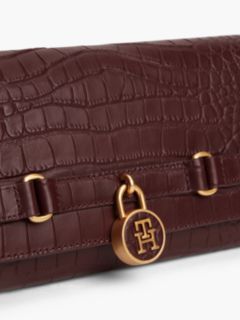 Croc-Embossed Leather Crossbody — Oxblood 4
