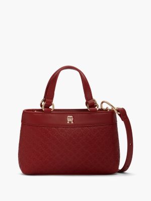 Monogram Debossed Micro Tote Bag, Autumn Red