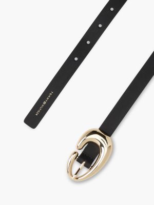 Женский ремень Tommy Hilfiger Abstract Buckle Leather, цвет: Чёрный — фото 2