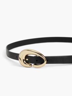 Abstract Buckle Leather Belt — Black 3