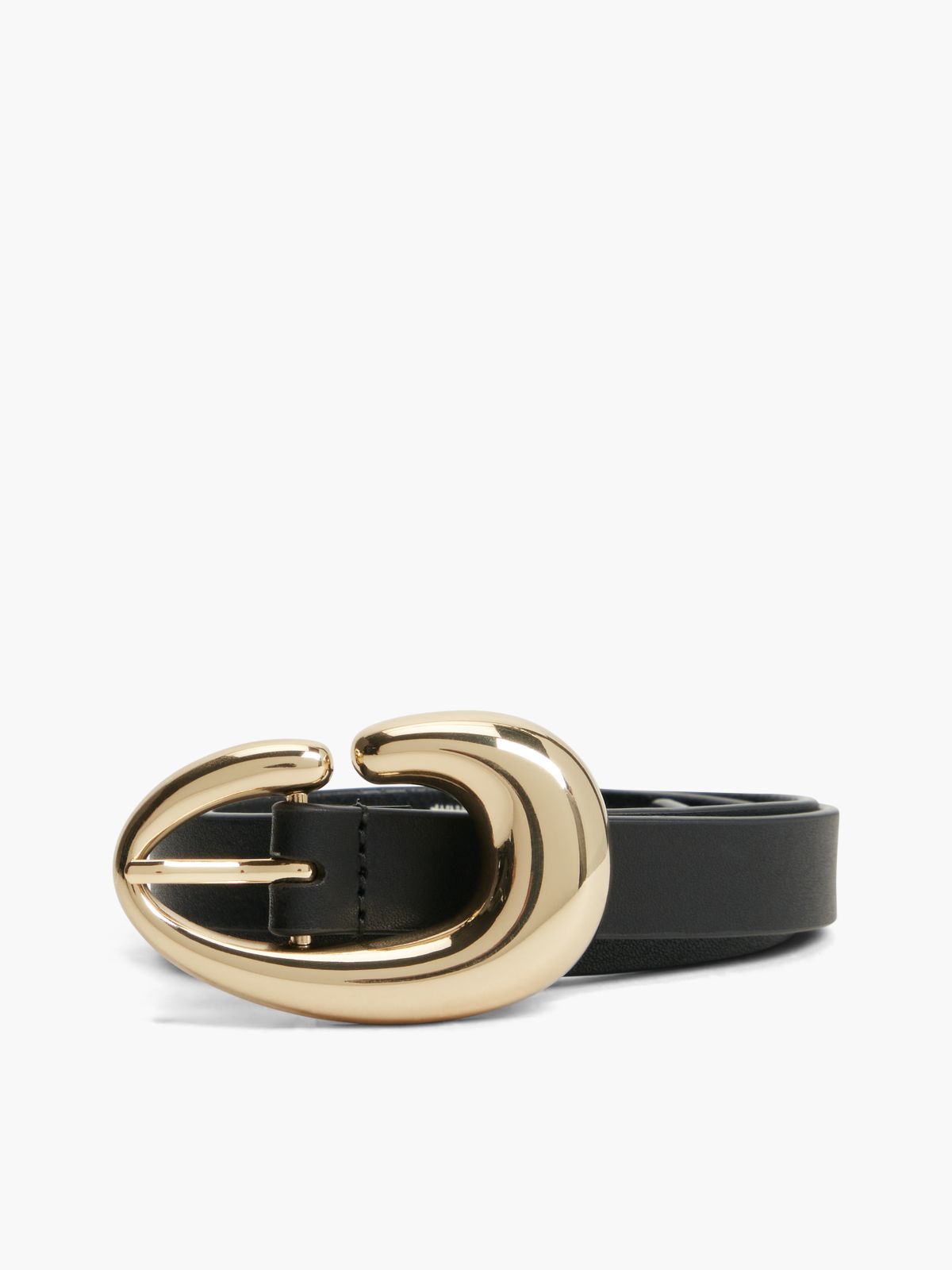 Abstract Buckle Leather Belt — Black