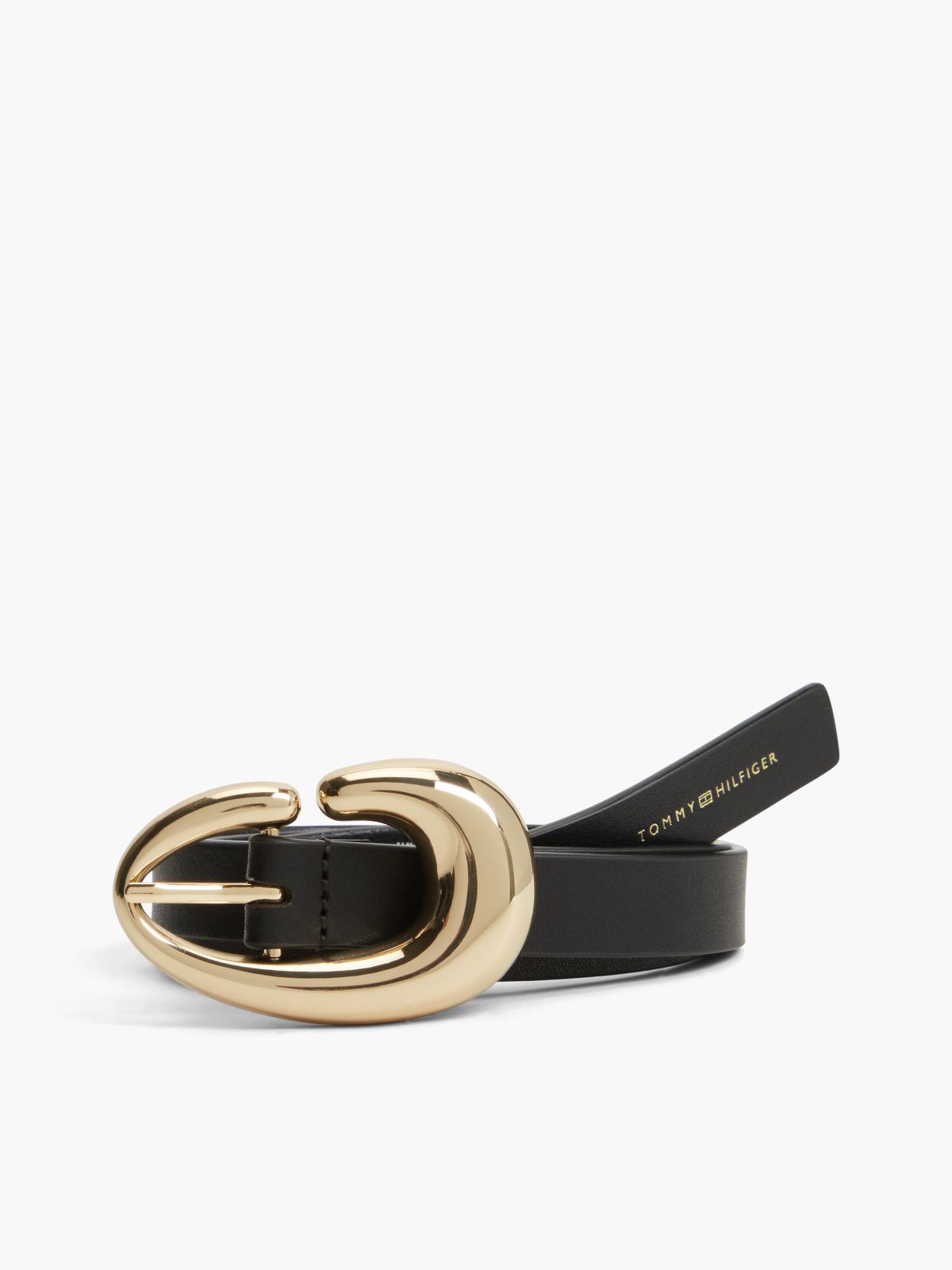 Abstract Buckle Leather Belt — Black