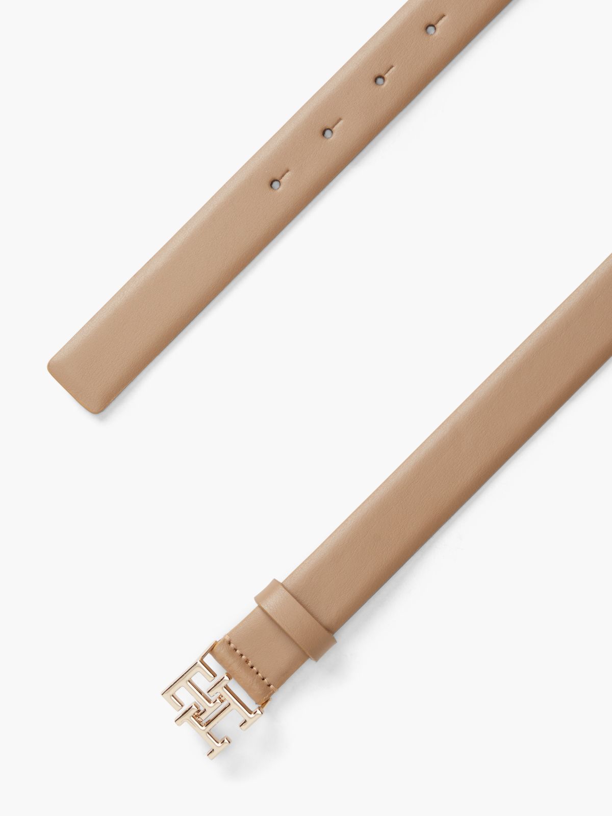 Monogram Buckle Smooth Leather Belt — Safari Canvas