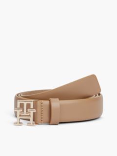 Monogram Buckle Smooth Leather Belt — Safari Canvas 1