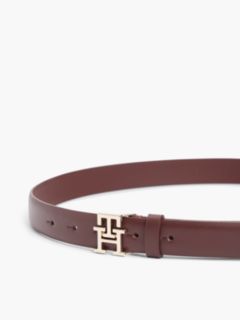 Monogram Buckle Smooth Leather Belt — Oxblood 3